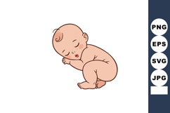 Sleeping baby curled up peacefully in calm rest vector illus Product Image 1