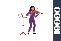 Woman playing violin with music stand in purple outfit vecto Product Image 1