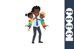 Father happily playing with son and daughter in joyful famil Product Image 1