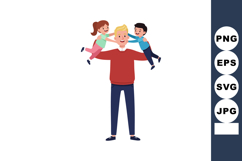 Father playing with son and daughter happy family moment vec Product Image 1