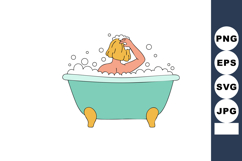 Woman Relaxing in Bathtub with Bubbles and Yellow Legs Batht Product Image 1