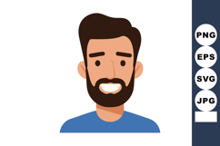 Bearded man smiling in blue shirt vector illustration portra Product Image 1