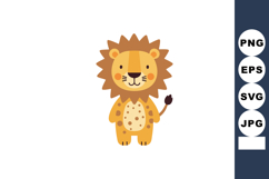 Cute cartoon lion character with brown mane and yellow body Product Image 1