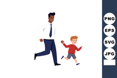 Man and Boy Running Together in White Background Vector Illu Product Image 1