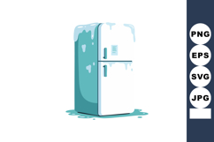 Retro style refrigerator with ice and frost illustration in Product Image 1