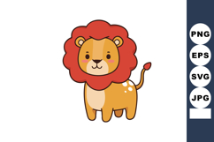 Cute cartoon lion with red mane and brown body animal charac Product Image 1
