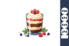 Layered chocolate and cream dessert with fresh strawberries Product Image 1