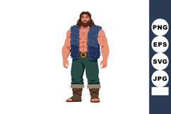 Muscular caveman character with fur vest and boots vector il Product Image 1