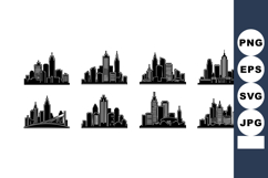 Modern city skyline silhouettes with skyscrapers and urban b Product Image 1