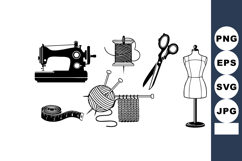 Sewing machine scissors knitting yarn tape measure mannequin Product Image 1