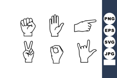 Hand Gesture Vector Set Showing Various Signs and Symbols fo Product Image 1