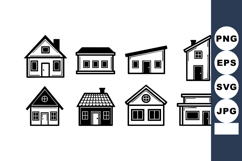 Black and white simple house icons set with varied architect Product Image 1