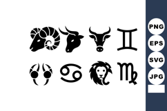 Zodiac astrology symbols representing twelve star signs in b Product Image 1