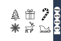 Christmas holiday icons set including tree, gift box, candy Product Image 1