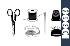 Sewing tools and accessories collection with scissors needle Product Image 1