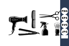 Hair Styling Tools Set Including Hairdryer Comb Scissors Spr Product Image 1