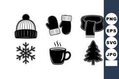 Winter clothing accessories and seasonal symbols including h Product Image 1