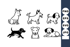 Cute dog puppy vector set with various breeds and playful po Product Image 1