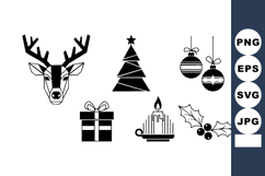 Christmas holiday icons including deer head, tree, gift box, Product Image 1
