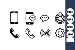 Mobile phone and communication icons vector set with speech Product Image 1