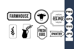 Farmhouse rustic kitchen labels set including fresh eggs pan Product Image 1