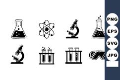 Science laboratory icons set with microscope, test tubes, at Product Image 1