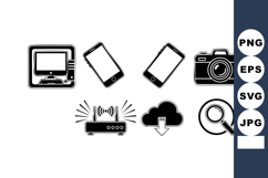 Technology icons set including computer smartphone camera ro Product Image 1