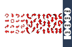 Red arrow vector icons with various directions and rotat Product Image 1