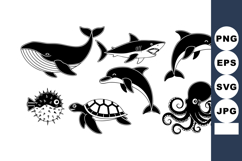 Marine animals collection with whale shark dolphin octopus t Product Image 1