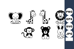 Cute baby animal cartoon vector featuring elephant giraffe l Product Image 1