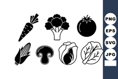 Vector icons of fresh vegetables including carrot broccoli t Product Image 1