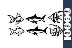 Fish silhouette collection with different species in black a Product Image 1