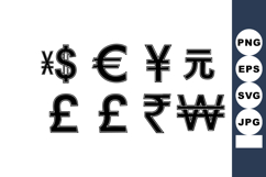 Currency Symbols with Strikethrough Signs Representing Finan Product Image 1
