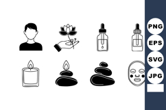 Spa wellness icons including person, lotus flower, essential Product Image 1