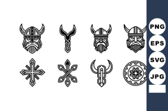 Viking helmet and medieval weapons set vector with shield an Product Image 1