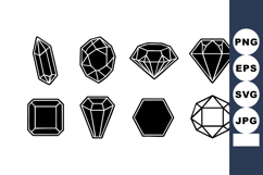 Black geometric diamond and gemstone vector icons set in var Product Image 1