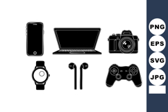 Electronic devices icons smartphone laptop camera watch earp Product Image 1