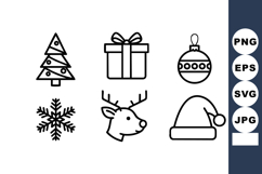 Christmas holiday icons set with tree gift ball snowflake re Product Image 1