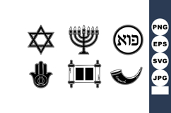 Jewish Symbols Vector Set Including Star of David Menorah To Product Image 1