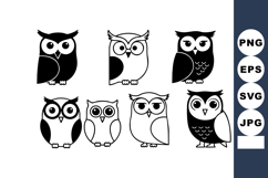 Stylized owl vector collection with simple black and white s Product Image 1