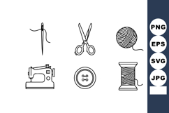 Sewing tools and accessories vector set with needle scissors Product Image 1