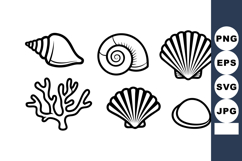 Seashell and Coral Vector Collection with Various Shell Shap Product Image 1
