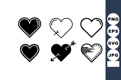 Heart icons set with arrow and motion elements for love and Product Image 1