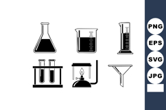 Laboratory glassware with flask beaker graduated cylinder te Product Image 1