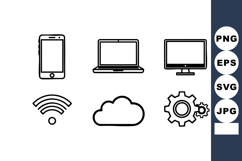 Technology icons set with smartphone laptop monitor wifi clo Product Image 1