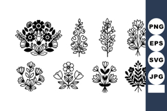 Vintage floral vector set with decorative stylized flower bo Product Image 1