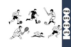 Soccer players running hitting ball with bat catching tennis Product Image 1