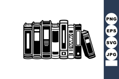 Black and white books standing in a row vector illustration Product Image 1