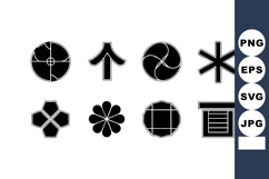 Set of eight abstract black vector icons with geometric and Product Image 1