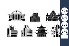 Collection of diverse architectural building silhouettes inc Product Image 1